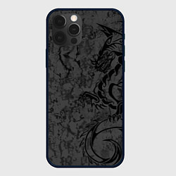 Чехол iPhone 12 Pro Black dragon - grunge