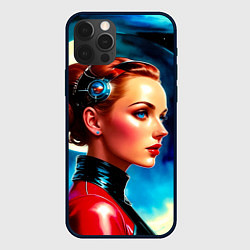 Чехол для iPhone 12 Pro Девушка связист в космосе, цвет: 3D-черный