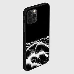 Чехол для iPhone 12 Pro Черные бущующие волны, цвет: 3D-черный — фото 2