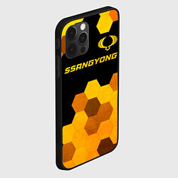 Чехол для iPhone 12 Pro SsangYong - gold gradient: символ сверху, цвет: 3D-черный — фото 2