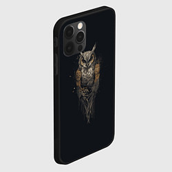 Чехол для iPhone 12 Pro Суровая стимпанк сова, цвет: 3D-черный — фото 2
