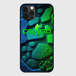 Чехол для iPhone 12 Pro CS GO green black abstract, цвет: 3D-черный