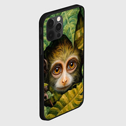 Чехол для iPhone 12 Pro Маленькая обезьянка в листьях, цвет: 3D-черный — фото 2