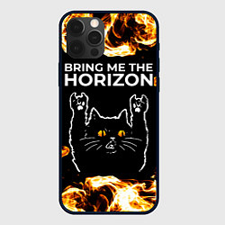 Чехол для iPhone 12 Pro Bring Me the Horizon рок кот и огонь, цвет: 3D-черный
