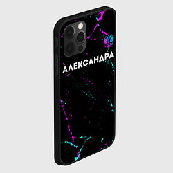 Чехол для iPhone 12 Pro Александра и неоновый герб России: символ сверху, цвет: 3D-черный — фото 2