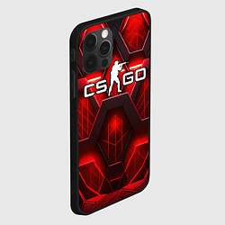 Чехол для iPhone 12 Pro CS GO red space abstract, цвет: 3D-черный — фото 2