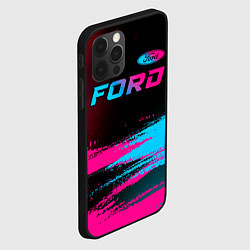 Чехол для iPhone 12 Pro Ford - neon gradient: символ сверху, цвет: 3D-черный — фото 2
