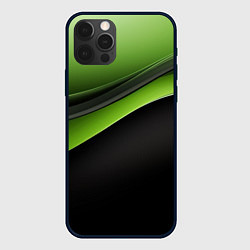 Чехол для iPhone 12 Pro Black green abstract, цвет: 3D-черный