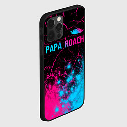 Чехол для iPhone 12 Pro Papa Roach - neon gradient: символ сверху, цвет: 3D-черный — фото 2