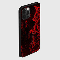 Чехол для iPhone 12 Pro Красный дракон - иероглифы, цвет: 3D-черный — фото 2