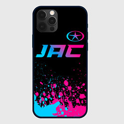 Чехол для iPhone 12 Pro JAC - neon gradient: символ сверху, цвет: 3D-черный