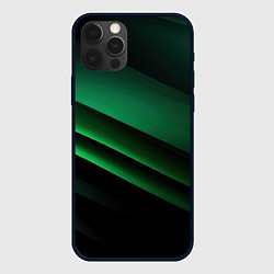 Чехол для iPhone 12 Pro Черно зеленые полосы, цвет: 3D-черный