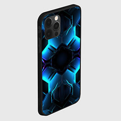 Чехол для iPhone 12 Pro Неоновые синие плиты, цвет: 3D-черный — фото 2