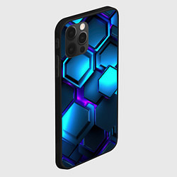 Чехол для iPhone 12 Pro Объемные неоновые плиты, цвет: 3D-черный — фото 2