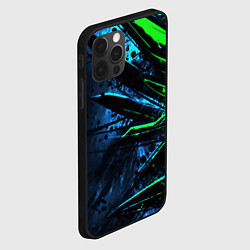 Чехол для iPhone 12 Pro Black green abstract, цвет: 3D-черный — фото 2