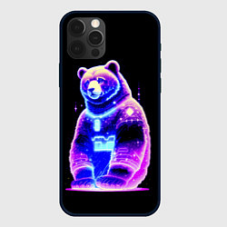 Чехол для iPhone 12 Pro Космический светящийся мишка, цвет: 3D-черный