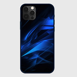 Чехол для iPhone 12 Pro Black blue texture, цвет: 3D-черный