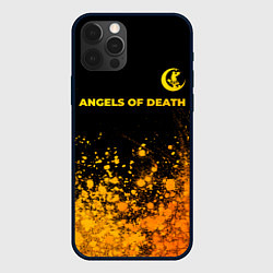 Чехол для iPhone 12 Pro Angels of Death - gold gradient: символ сверху, цвет: 3D-черный