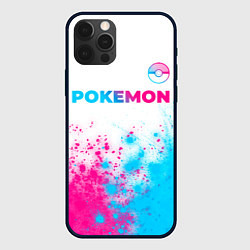 Чехол для iPhone 12 Pro Pokemon neon gradient style: символ сверху, цвет: 3D-черный