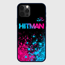 Чехол для iPhone 12 Pro Hitman - neon gradient: символ сверху, цвет: 3D-черный