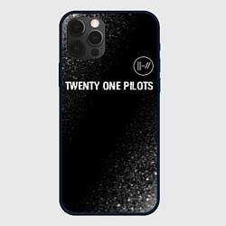 Чехол для iPhone 12 Pro Twenty One Pilots glitch на темном фоне: символ св, цвет: 3D-черный