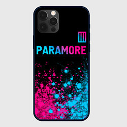 Чехол для iPhone 12 Pro Paramore - neon gradient: символ сверху, цвет: 3D-черный