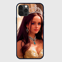 Чехол для iPhone 12 Pro Девушка принцесса в алмазных украшениях, цвет: 3D-черный