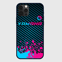 Чехол для iPhone 12 Pro Yamaha - neon gradient: символ сверху, цвет: 3D-черный