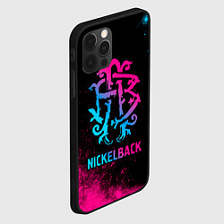 Чехол для iPhone 12 Pro Nickelback - neon gradient, цвет: 3D-черный — фото 2