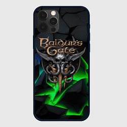 Чехол iPhone 12 Pro Baldurs Gate 3 black blue neon