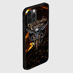 Чехол для iPhone 12 Pro Baldurs Gate 3 logo gold and black, цвет: 3D-черный — фото 2