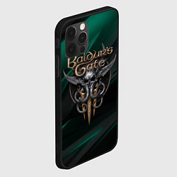 Чехол для iPhone 12 Pro Baldurs Gate 3 logo green geometry, цвет: 3D-черный — фото 2