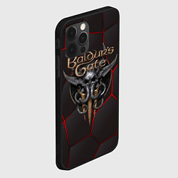 Чехол для iPhone 12 Pro Baldurs Gate 3 logo red black geometry, цвет: 3D-черный — фото 2