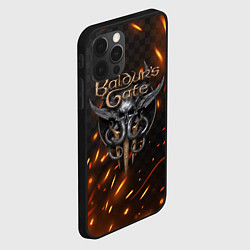 Чехол для iPhone 12 Pro Baldurs Gate 3 logo fire, цвет: 3D-черный — фото 2