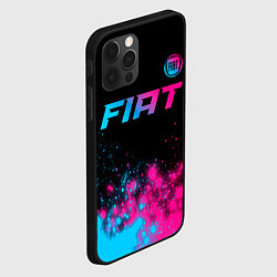 Чехол для iPhone 12 Pro Fiat - neon gradient: символ сверху, цвет: 3D-черный — фото 2