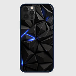 Чехол для iPhone 12 Pro Неоновое синее свечение на черном, цвет: 3D-черный