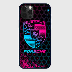 Чехол для iPhone 12 Pro Porsche - neon gradient, цвет: 3D-черный