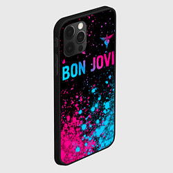 Чехол для iPhone 12 Pro Bon Jovi - neon gradient: символ сверху, цвет: 3D-черный — фото 2