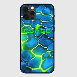 Чехол для iPhone 12 Pro CSGO green blue neon, цвет: 3D-черный