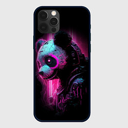 Чехол iPhone 12 Pro Панда киберпанк в фиолетовом свете