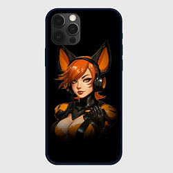 Чехол для iPhone 12 Pro Девушка лисица геймер, цвет: 3D-черный
