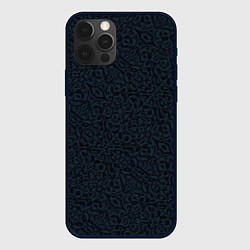Чехол для iPhone 12 Pro Чёрно-синий паттерн, цвет: 3D-черный