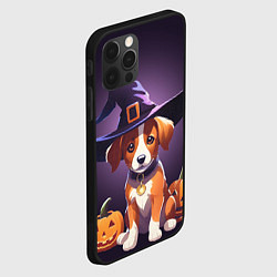 Чехол для iPhone 12 Pro Песик и две тыквы на Хэллоуин, цвет: 3D-черный — фото 2
