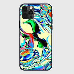 Чехол для iPhone 12 Pro Яркие абстрактные разводы, цвет: 3D-черный