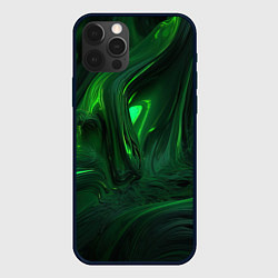 Чехол для iPhone 12 Pro Зеленые разводы, цвет: 3D-черный