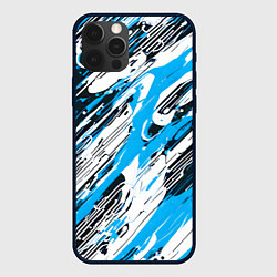 Чехол для iPhone 12 Pro Спонтанные брызги голубые, цвет: 3D-черный