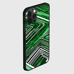 Чехол для iPhone 12 Pro Кибер линии Зелёный-белый, цвет: 3D-черный — фото 2