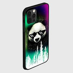 Чехол для iPhone 12 Pro Панда в очках на фоне северного сияния и леса, цвет: 3D-черный — фото 2