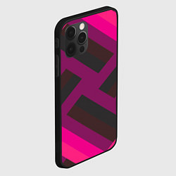 Чехол для iPhone 12 Pro Розовый и тёмный паттерн, цвет: 3D-черный — фото 2