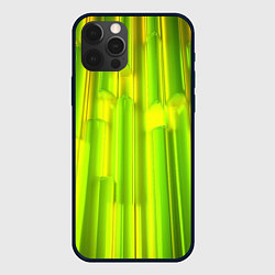 Чехол для iPhone 12 Pro Зеленые неоновые полосы, цвет: 3D-черный
